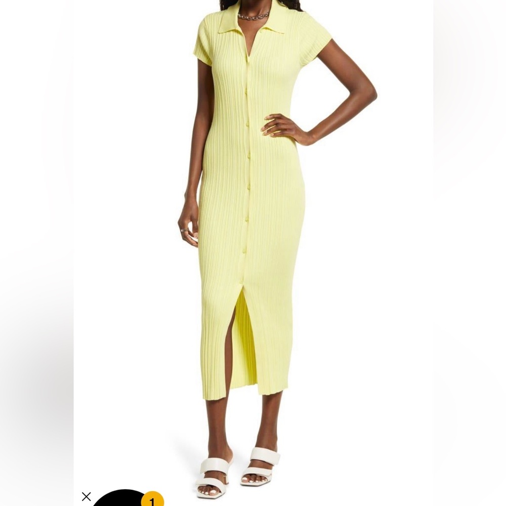 Yellow sweater dress